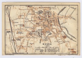 1914 Antique City Map Of BOURG-EN-BRESSE / Ain / France - £20.06 GBP