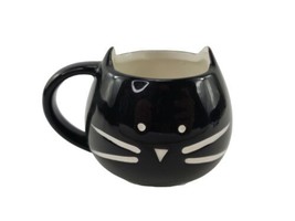 10 Strawberry Street Black Cat Face Kitten Coffee Tea Mug Cup White Paint - £15.12 GBP