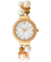 Inc Womens Rose Gold-Tone Crystal and Imitation Pearl Stretch Watch 32mm - £18.34 GBP