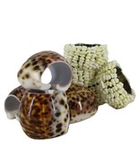 Neutral Ocean Sea Shell Napkin Rings Nautical Pebble Beach 2 Sets of 4 P... - $20.33 CAD