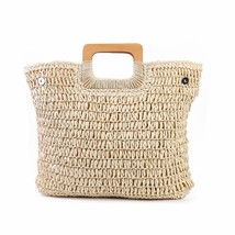 Handbag Vintage Bohemian Straw Bag for Women Summer Large Capacity Storage Beach - £25.73 GBP