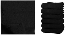 Towels Hand Towels Combed Ring Spun 600 GSM Large16x28 - 6 Pack - Black - P01 - £42.14 GBP