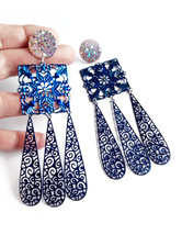 Cobalt Blue Filigree Earrings - $409.27 MXN+