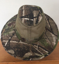 Real Tree Camouflage Mesh Vented Brimmed Hiking Hunting Hat L 24&quot; Leathe... - £23.69 GBP