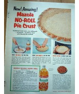 Mazola Oil  No Roll PIe Crust Print Magazine Advertisement 1955 - $6.82 CAD