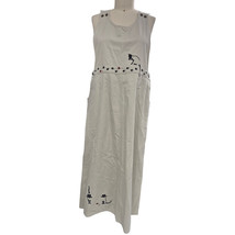90s Vtg Christopher &amp; Banks 100% Cotton Khaki Dress Cat Lady Design Pock... - $33.86