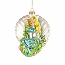 Dept 56 Mermaid in Shell 6006898 Blown Glass Ornament 5.3&quot; H - £13.31 GBP