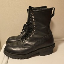 VTG Red Wing 699 Logger Work Boots Black Leather Vibram Soles Soft Toe M... - $234.42