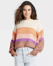 NWT Women&#39;s Universal Thread Striped Waffle Stitch Pullover Sweater Sz S... - £16.30 GBP