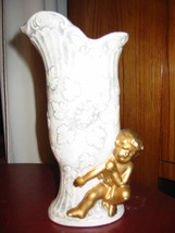 Vintage Japan Vase with Golden Cherub - $15.00