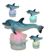 Ocean Marine Sea Dolphin Swimming By Tropical Coral Reef LED Light Figurine - $327.37 MXN