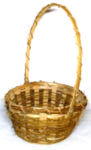 Tall Hoop Handle &quot;Semi-Round&quot; Woven Wicker/Strands Rattan Basket - Beaut... - £12.53 GBP