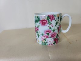 Vintage Bone China Mug Beaker Pink Carnations 3 Inches - $14.85