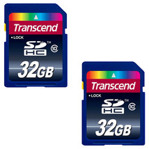 Two Transcend 32GB Class 10 SDHC Memory Cards ( TS32GSDHC10) - £28.34 GBP