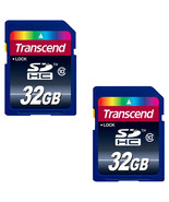 Two Transcend 32GB Class 10 SDHC Memory Cards ( TS32GSDHC10) - £27.08 GBP