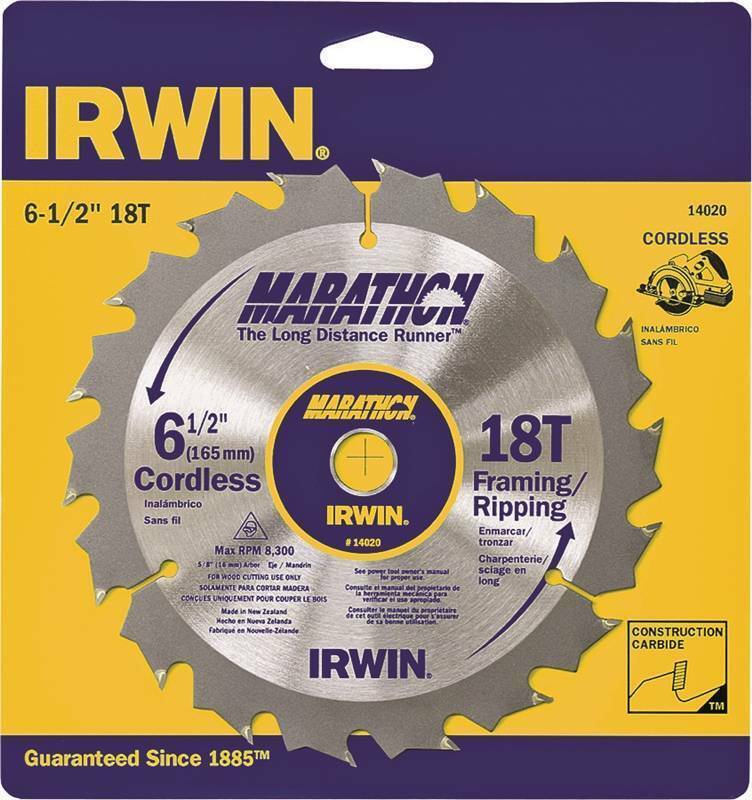 Primary image for NEW Irwin 14020 Marathon 6-1/2" 18 tooth Saw Blade FRAMING 5/8" ARBOR 6134563