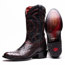 KANSAS Genuine Snake Skin Cowboy Boot from the Western Collection BlackCherry image 2