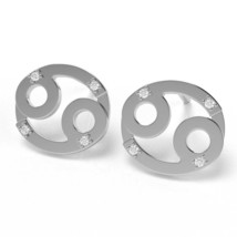 Cancer Zodiac Sign Diamond Earrings In Solid 14k White Gold - £187.03 GBP