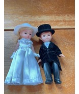 Lot of Madame Alexander Small Bride and Groom Jointed Plastic Dolls w Bl... - £9.04 GBP