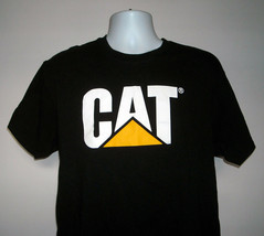 CAT Caterpillar Inc Built For It T Shirt  Mens Large black 100% cotton logo - £18.22 GBP