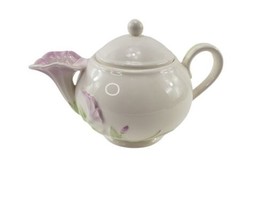 Vintage Teleflora Pink Morning Glory Teapot 8” wide With Embossed Spout  - £9.31 GBP