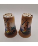 Vintage Hand Painted Windmill Landscape Ceramic Japan Salt And Pepper Sh... - $9.00