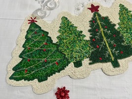 Christmas Tree Design Table Runner Beaded Table Topper Luxury Tableware ... - $67.72