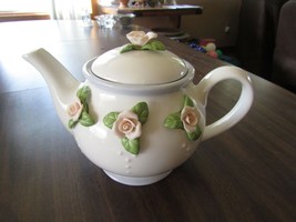 Vintage Teleflora White with Pink Roses Teapot - £11.99 GBP