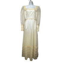 vintage lace swiss dot bell sleeve bohemian long maxi dress Handmade Cot... - £46.60 GBP