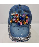 Vintage TAKE Distressed Bling Hat Cap w/ Rhinestones Beads Sequins One Size - $26.35 CAD