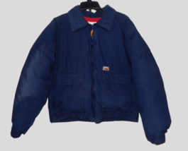 Vintage J.J. Cochran Men&#39;s Large Down Bomber Jacket Navy Blue Zip Front - £28.42 GBP