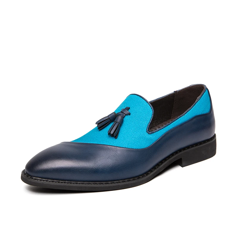  High Quality Business Ox Leather Men Dress Shoes Plus Size 38-48 Men Shoes Blue - £69.44 GBP