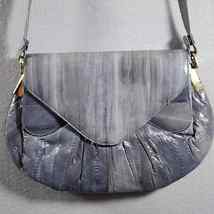 Gray Genuine Eel Skin Magnetic Closure Crossbody Shoulder Bag Purse Vintage - £19.10 GBP