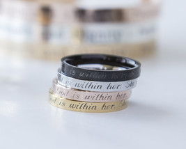 Psalm 46:5 Stacking Ring, God Within Her She Will Not Fail Religious Gift Women - £20.28 GBP