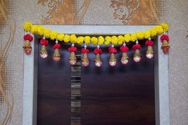 Home Door Banderwal Artificial Marigold Fluffy Flowers Garlands Door Toran US - £28.38 GBP