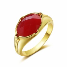 925 Sterling Silver 14K Gold Plated 7.15 Carat Natural Red Ruby Ring for All - £91.22 GBP