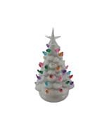 White Ceramic Christmas Tree Lighted w Battery Tested Works - $365.69 MXN