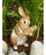 Mother Rabbit Cuddling Baby Bunny Figurine Decor - $624.12 MXN
