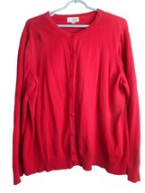 Studio Works Womens Red Button Front Cardigan Knit Long Sleeve Cotton Si... - $297.41 MXN