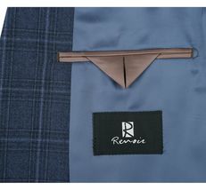 Men's Soft Wool Sport Coat English Plaid Window Pane 556-4 Navy Blue New image 4