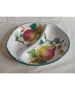 Vintage Italy Handpainted Fruit motif divided candy trinket nut dish Pea... - $11.99