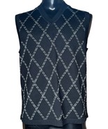 NEW Alfani Mens M Black Diamond Print Merino Wool Blend V Neck Sweater V... - $33.83 CAD
