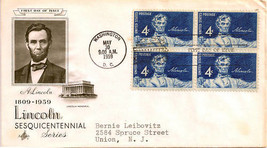 First Day Cover - Lincoln Sesquicentennial Series - 4c - $4.99