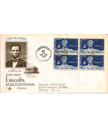 First Day Cover - Lincoln Sesquicentennial Series - 4c - £3.90 GBP