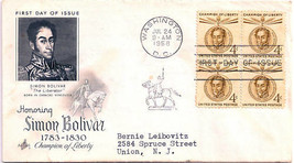 First Day Cover - Champion of Liberty Simon Bolivar 4c - £3.92 GBP