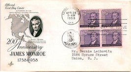 First Day Cover - 200 Anniversary James Monroe - 3c - $3.99