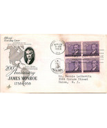 First Day Cover - 200 Anniversary James Monroe - 3c - $3.99