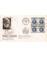 First Day Cov-Champion Of Liberty-Thomas G Masaryk 4c - £3.90 GBP
