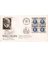 First Day Cov-Champion Of Liberty-Thomas G Masaryk 4c - $4.99