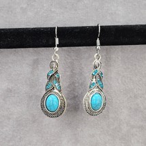 Zara Silver Blue Rhinestone Drop Boho Dangle Fashion Jewelry Earrings NWT JB2-78 - £20.46 GBP